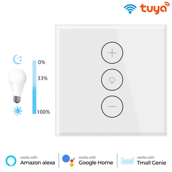 Tuya WiFi Smart Dimmer Switch Light Беспроводное Сенсорное Затемнение Настенного Управления LED Remote OnOff EU Smart Life APP Для Alexa Google Home