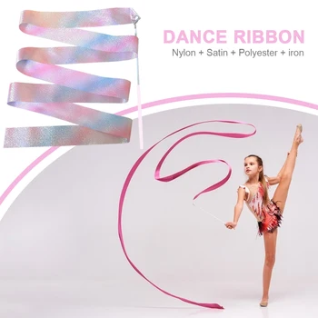Художественная гимнастика, балетная танцевальная лента с вертящейся палочкой, детская спортивная лента для выступлений
