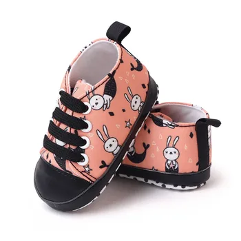 Детская Новая парусиновая обувь Для маленьких мальчиков и девочек, классические спортивные кроссовки, осенние первые ходунки, обувь для малышей с рисунком мультяшного кролика на мягкой подошве