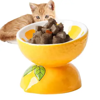 Наклонная приподнятая миска для кошек Керамическая приподнятая миска для корма для кошек Дизайн фруктов для домашних животных Наклонная миска для кошек Эргономичная миска для предотвращения обратного потока