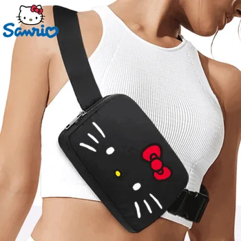 Sanrio Hello Kitty Розовая нейлоновая водонепроницаемая спортивная поясная сумка Y2k Новая многофункциональная сумка для телефона для бега, спортивная сумка для фитнеса на открытом воздухе