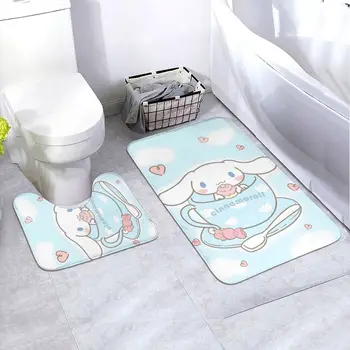 Набор ковриков для ванной в стиле аниме, водопоглощающий и противоскользящий коврик для пола, 2 противоскользящие накладки, коврик для ванной + контур