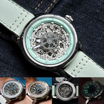 Классические японские кварцевые часы vk64 AL60451 с линзой из закаленного стекла, кожаным ремешком, светящейся водонепроницаемой 50-метровой пряжкой