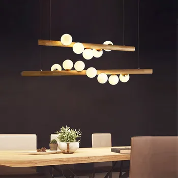 ГОРИЗОНТАЛЬНАЯ ИВОВАЯ люстра из массива дерева magic bean Lights Nordic Simple Coffee Лампа G4 для внутреннего освещения гостиной