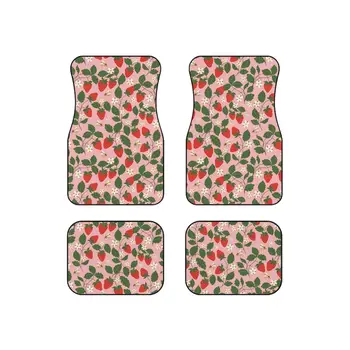 Strawberry Bees - автомобильные коврики | Датская пастель, Y2k, аксессуары для ретро-автомобилей | комплект женских автомобильных ковриков 90-х 2000-х с розовым цветочным рисунком