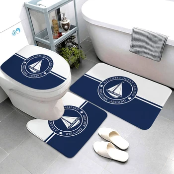 темно-синие коврики для ванной серии nautical, коврики для ванной комнаты, комплект из трех предметов, коврики для ванной комнаты, товары для ванной комнаты по индивидуальному заказу