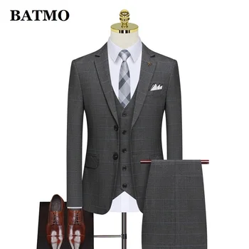 BATMO 2024 новое поступление, повседневные мужские костюмы в клетку, свадебные костюмы для SJT861