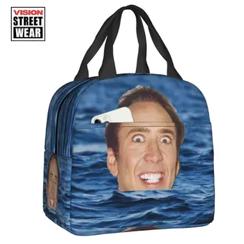 2023 Новый Николас Кейдж В морской утепленной сумке для ланча для женщин, портативный термос-холодильник с забавным мемом, ланч-бокс для пляжа, кемпинга и путешествий