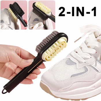 Двусторонняя щетка для чистки замшевых ботинок, Универсальная щетка для чистки резины с длинной ручкой и мягкой щетиной, бытовой инструмент для чистки