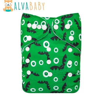 Alvababy Экологичный Тканевый Подгузник для новорожденных на Хэллоуин, Многоразовый Тканевый Подгузник для Ребенка 3-15 кг с Вставкой из Микрофибры 1шт