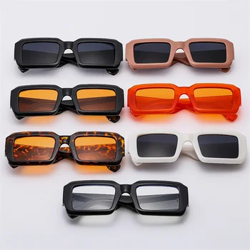 Модные солнцезащитные очки в стиле ретро с прямоугольным рисунком UV400, Классические винтажные квадратные очки ярких оттенков, Модные женские Солнцезащитные очки от бренда