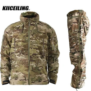 KIICEILING, Многокамерные брюки, Тактическая форма, Маскировочный костюм, куртка с капюшоном на молнии, Камуфляж, Снайперская Страйкбольная Армейская Боевая Охотничья одежда