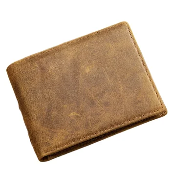 2023 Новый мужской короткий кошелек из воловьей кожи с верхним слоем, мужской модный повседневный кошелек Zero Wallet