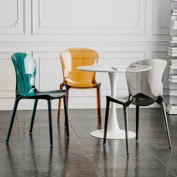 Прозрачные пластиковые кухонные обеденные стулья Nordic Clear Cafe Обеденные стулья Гостиная Мобильная мебель Comedor Итальянская мебель YX50DC