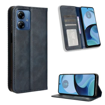 Для Motorola Moto G14 4G флип-чехол, роскошный кожаный ретро-кошелек-книжка, магнитный защитный чехол для Motorola Moto G14, сумки для телефонов