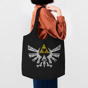 Сумки для покупок из бакалеи Zeldas, холщовые сумки-тоут с забавным принтом, большая вместительная моющаяся сумка для игровых фотографий
