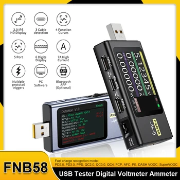 FNIRSI FNB58 Тестер Двойной USB + Type-C Быстрая Зарядка Ток Напряжение Детектор Зарядки Тестер Батареи Вольтметр Амперметр QC/PD Триггер