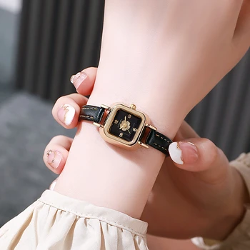 Брендовые женские кварцевые часы с цветочным циферблатом, повседневный модный тонкий кожаный ремешок, простые наручные часы, подарочные часы для женщин, прямая поставка