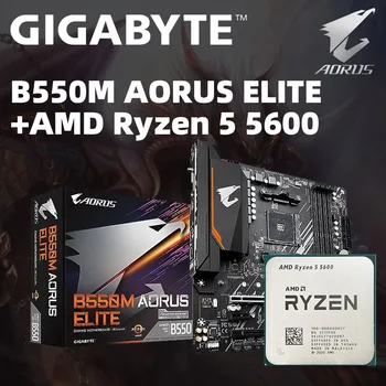 GIGABYTE B550M AORUS ELITE Motherboard With AMD Ryzen 5 5600 Gaming kit b550 материнская плата AM4 DDR4 128GB Support AMD R5 CPU
