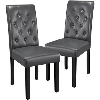 Обеденный стул из искусственной кожи Alden Design Parson с ножками из массива дерева, комплект из 2 штук, Espresso