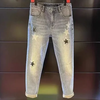 Мужские брюки Y2K, джинсы со звездным принтом, мужские свободные повседневные винтажные готические брюки 2023, осенняя уличная прямая мужская одежда в стиле хип-хоп