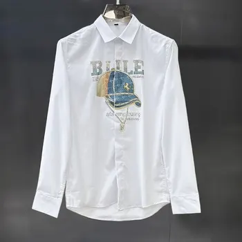 Высококачественная брендовая модная рубашка с ромбовидным принтом, мужские рубашки Camiseta Masculina, осенняя рубашка с животными, одежда для светских клубов.