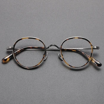 ВЫСОКОКАЧЕСТВЕННАЯ Титановая оправа для очков мужские круглые дизайнерские оптические очки в стиле ретро для чтения при близорукости женские очки по рецепту