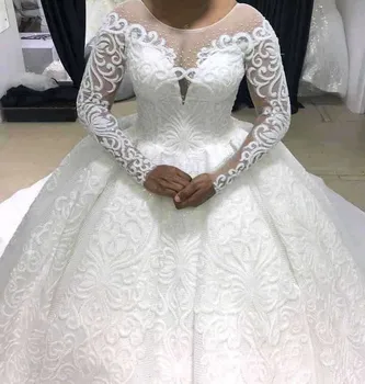 2024 Высококачественное Африканское Свадебное платье с длинными рукавами, Расшитое вручную бисером, Кружевные платья невесты на заказ, Vestidos De Novia