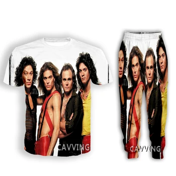 Повседневная футболка с 3D-принтом Van Halen Band + брюки для бега, брюки, костюмная одежда, женские/ мужские комплекты, костюмная одежда J01