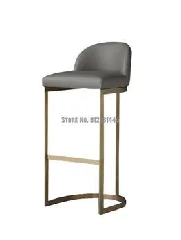 Скандинавский барный стул, бытовой легкий роскошный современный барный стул, барный золотой железный стул, простая спинка, табурет с высокими ножками.