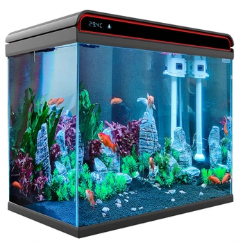 Домашний аквариум из ультрабелого стекла для гостиной с небольшим настольным компьютером, изменяющий экологию воды, Средний Рыбный шар