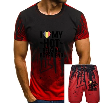 Мужская футболка с коротким рукавом I Love My HOT Belgian Boyfriend, футболка с круглым вырезом, женская футболка