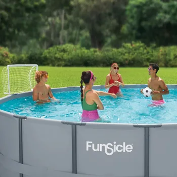 Надземный набор для бассейна, прочный, с сетчатыми металлическими опорами, фиксирующими мяч зажимами