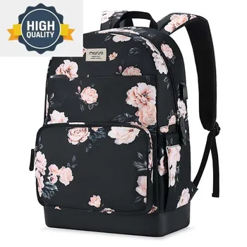 15,6-дюймовый рюкзак для ноутбука, женский Противоугонный повседневный рюкзак, сумка с багажным ремнем, USB-порт для зарядки, Camellia Travel