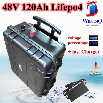 водонепроницаемый 48V 120Ah Lifepo4 литиевая батарея BMS Колесная тележка чехол для 7200W Скутер Трехколесный велосипед косилка лодка + зарядное устройство 10A