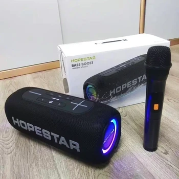 HOPESTAR-P32MAX Новое поступление, динамик, 55 Вт, мощный водонепроницаемый сабвуфер TWS Bluetooth, динамики с ремешками, беспроводной микрофон