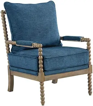 Кресло для акцентирования шпинделя, отделка кистью из древесного угля темно-синего цвета