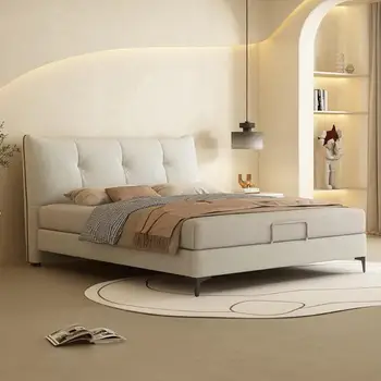 Современная простая научно-техническая ткань, кожа, художественная кровать, главная спальня, двуспальная кровать, матрас 1.8