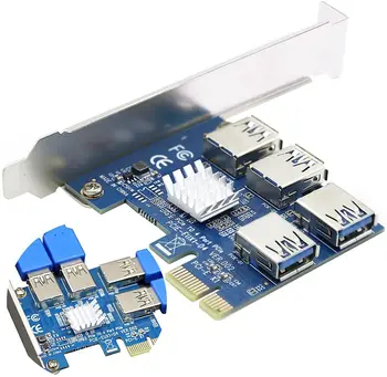 Адаптер PCI-E К PCI-E 1 Поворот 4 Слота PCI-Express от 1x До 16x USB3.0 Специальный Удлинитель Riser Card PCIe Конвертер Для Майнинга BTC Miner