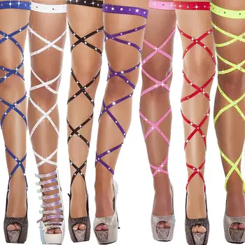 Женские сексуальные чулки в стиле панк-гот, открытая повязка, нейлоновые чулки для танцев на шесте, сексуальное нижнее белье, женское сексуальное нижнее белье, ремни для ног