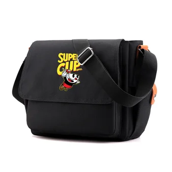 Сумка-мессенджер Cuphead Game Mugman Школьная сумка через плечо для студентов детей подростков Винтажные холщовые сумки через плечо