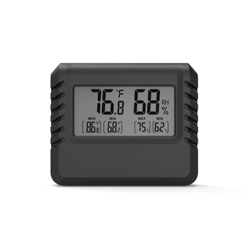 Электронный измеритель температуры и влажности с цифровым дисплеем, мини-термометр-гигрометр с кронштейном черного цвета