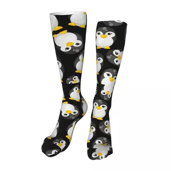 Носки до щиколотки с милыми мультяшными пингвинами, новинка, носки унисекс до середины икры, толстые вязаные мягкие повседневные носки