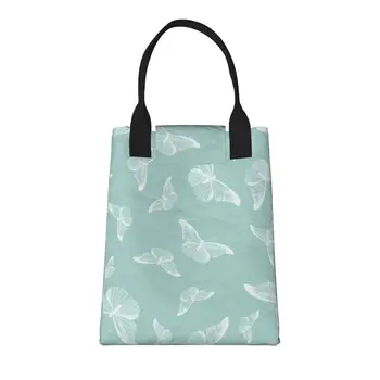 Большая модная сумка для покупок White Butterfly с ручками, многоразовая хозяйственная сумка из прочной винтажной хлопчатобумажной ткани