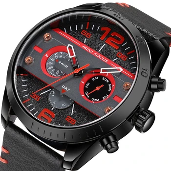 Мужские часы С кожаным ремешком, кварцевые наручные часы, водонепроницаемый хронограф, топовый бренд, роскошные модные часы Relogio Masculino MF0068G
