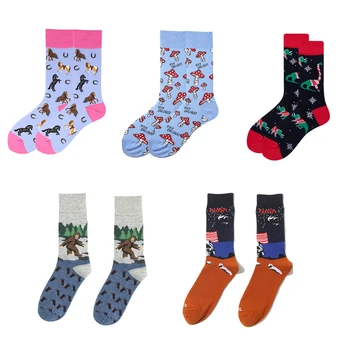 Новые персонализированные хлопчатобумажные носки с животными, модные забавные мужские носки-космонавты, носки для пары Happy Fruit Food, Рождественские мультяшные носки