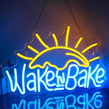 Неоновые вывески Wake in Bake, светодиодная неоновая подсветка, выпечка с надписью 