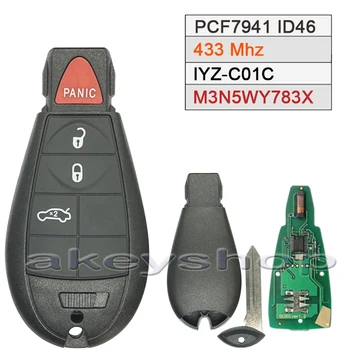 Для Chrysler Кнопка 3 + 1 С чипом PCF7941 ID46 433 МГц FCC ID: IYZ-C01C M3N5WY783X Дистанционный Ключ С лезвием CY24