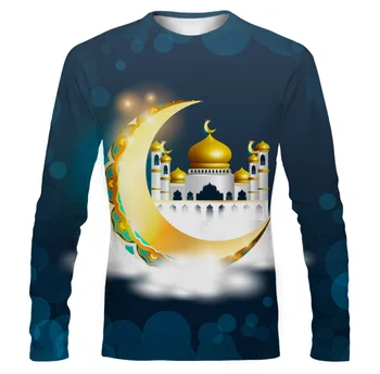 Летняя хип-хоп мусульманская Мужская футболка Mubarak с 3D принтом флага, повседневный пуловер с длинными рукавами, модная спортивная футболка