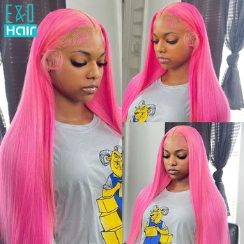 Розовые парики из человеческих волос на кружеве, парики из бразильских волос Remy Для женщин, цветные Прозрачные кружева, 613, 13х4, Кружевной парик, предварительно выщипанный